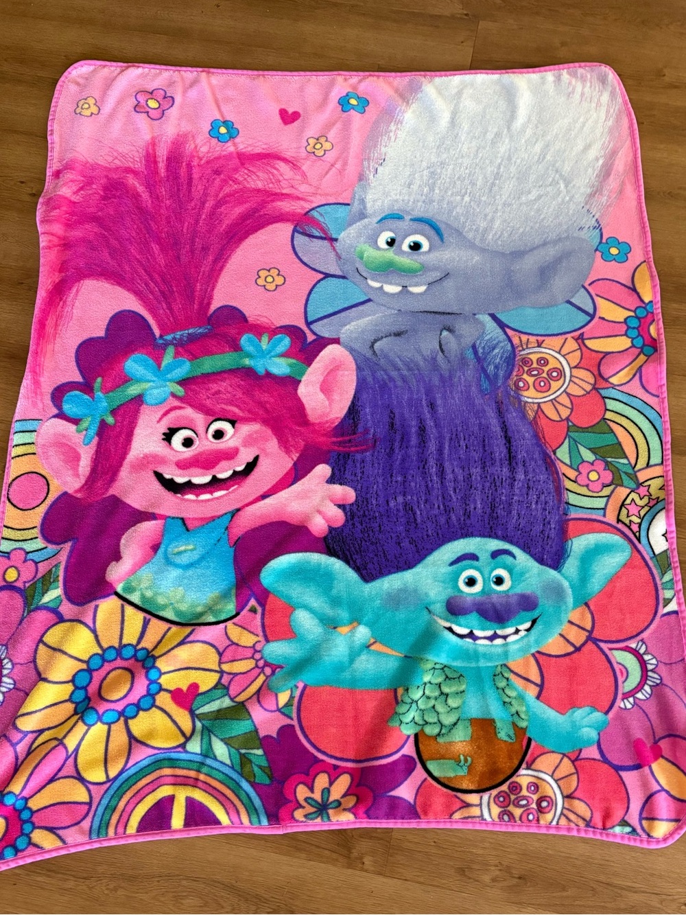 Trolls Movie Kids Fuzzy Character Throw Blanket - Pink & Multicolor